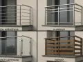Czyszczenie balustrady metalowej ze stali nierdzewnej, aluminium i szkła hartowanego. Obok drewniana balustrada.