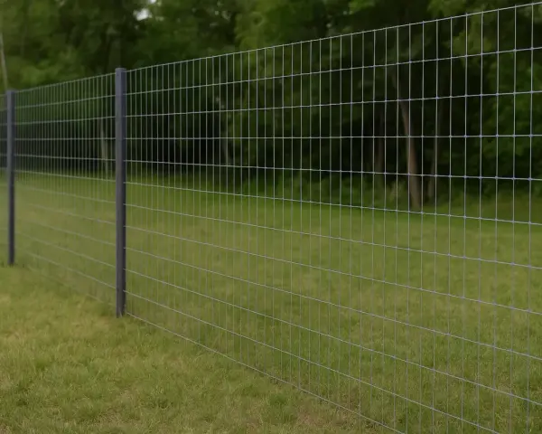 Prosty poradnik: jak zrobić ogrodzenie z siatki. Metalowe słupki i siatka tworzą solidne zabezpieczenie.